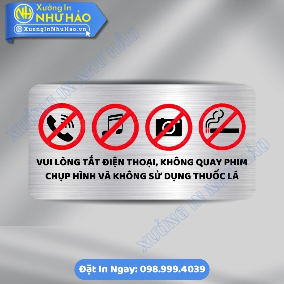 Bien Bao Cam Quay Phim Chup Anh Va Khong Lam On 1 Biển Báo Cấm Quay Phim Chụp Ảnh Và Không Làm Ồn Bằng Alu Mica Bền Đẹp