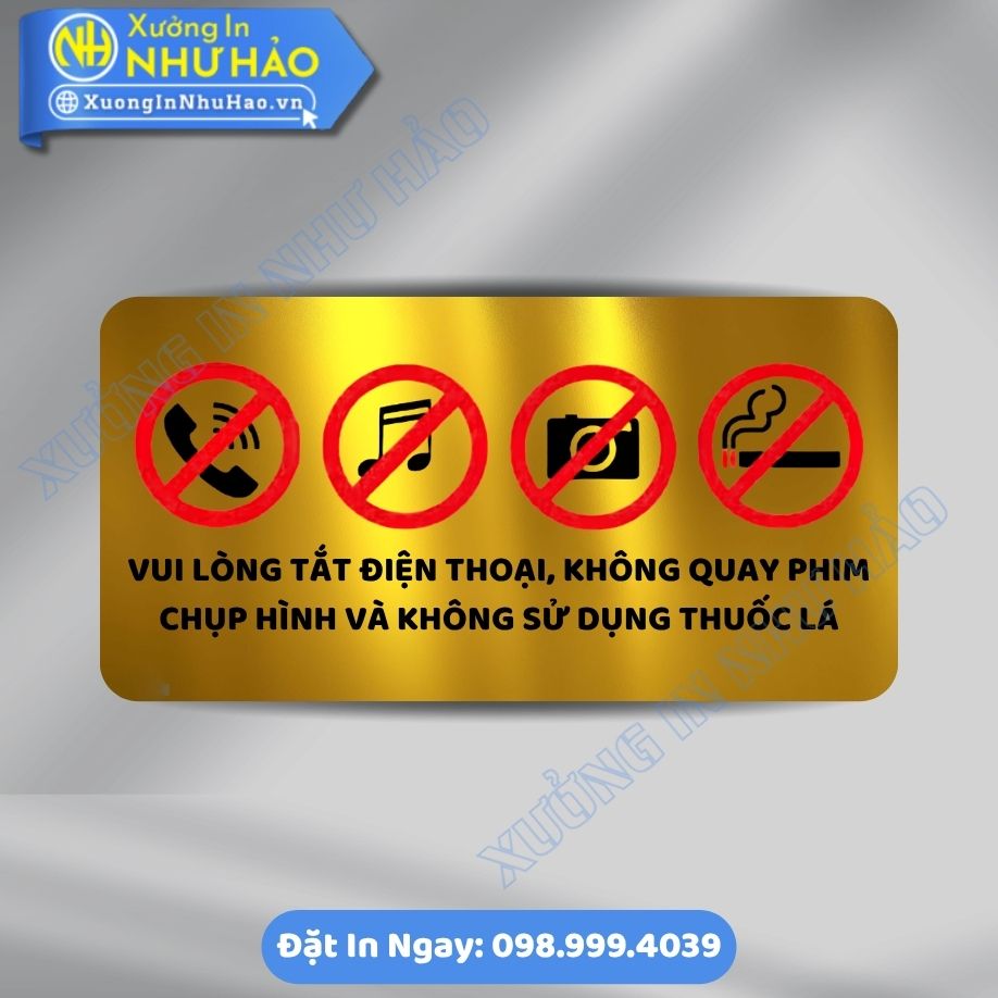 Bien Bao Cam Quay Phim Chup Anh Va Khong Lam On 2 Biển Báo Cấm Quay Phim Chụp Ảnh Và Không Làm Ồn Bằng Alu Mica Bền Đẹp