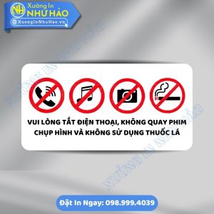 Biển Báo Cấm Quay Phim Chụp Ảnh Và Không Làm Ồn Bằng Alu Mica Bền Đẹp