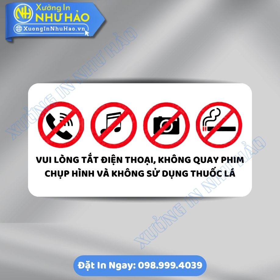 Bien Bao Cam Quay Phim Chup Anh Va Khong Lam On 3 Biển Báo Cấm Quay Phim Chụp Ảnh Và Không Làm Ồn Bằng Alu Mica Bền Đẹp