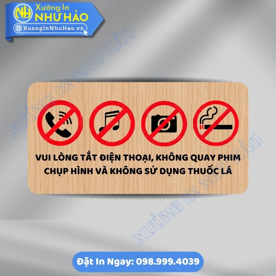 Bien Bao Cam Quay Phim Chup Anh Va Khong Lam On 4 Biển Báo Cấm Quay Phim Chụp Ảnh Và Không Làm Ồn Bằng Alu Mica Bền Đẹp