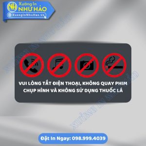 Biển Báo Cấm Quay Phim Chụp Ảnh Và Không Làm Ồn Bằng Alu Mica Bền Đẹp