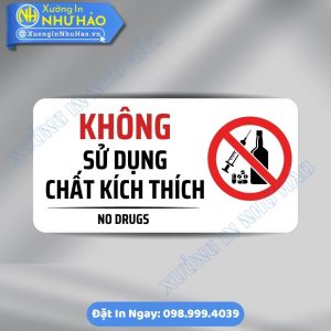 Biển Báo Cấm Sử Dụng Chất Kích Thích Dùng Trong Các Cơ Quan, Văn Phòng, Nhà Xưởng Hoặc Địa Điểm Kinh Doanh