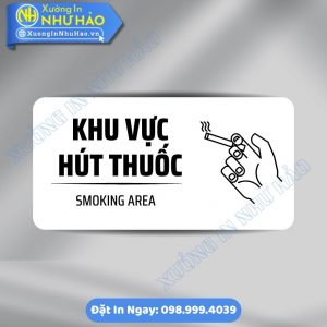 Biển Chỉ Dẫn Khu Vực Được Hút Thuốc (Smoking Area), ALu & Mica Theo Yêu Cầu, Phù Hợp Văn Phòng Nhà Máy