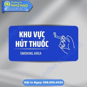 Biển Chỉ Dẫn Khu Vực Được Hút Thuốc (Smoking Area), ALu & Mica Theo Yêu Cầu, Phù Hợp Văn Phòng Nhà Máy