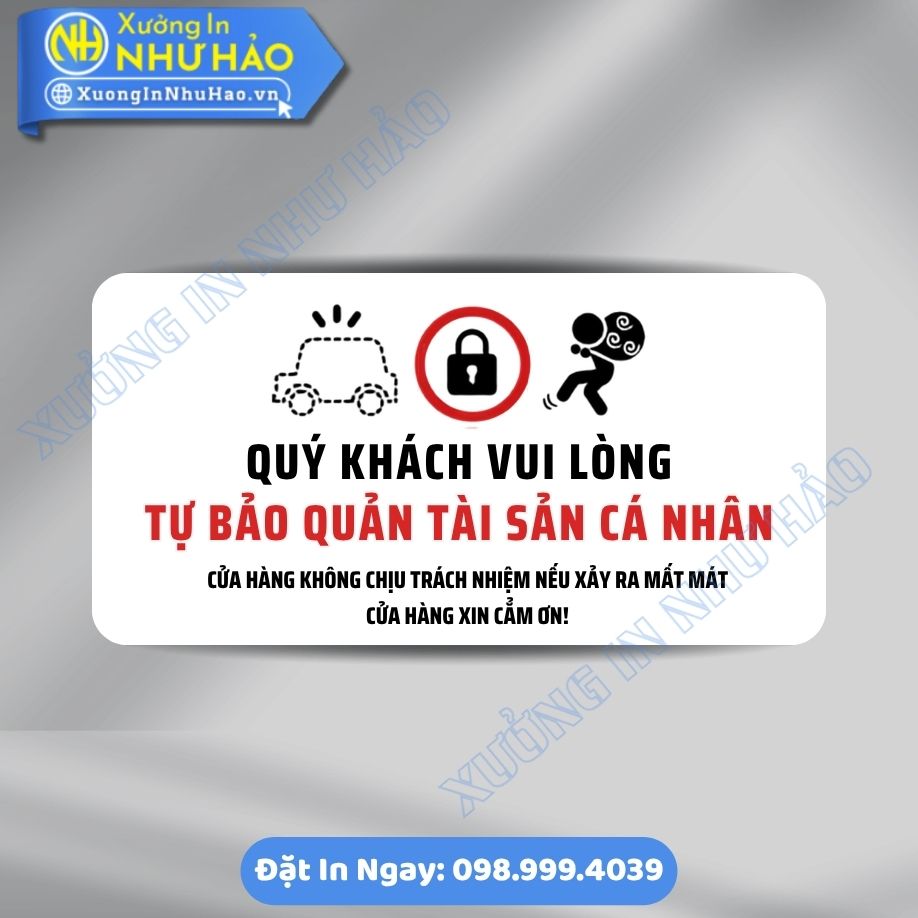 Bien Chu Y Vui Long Tu Bao Quan Tai San Ca Nhan 3 Biển Chú Ý Vui Lòng Tự Bảo Quản Tài Sản Cá Nhân Chất Liệu ALu & Mica Theo Yêu Cầu Giá Tốt