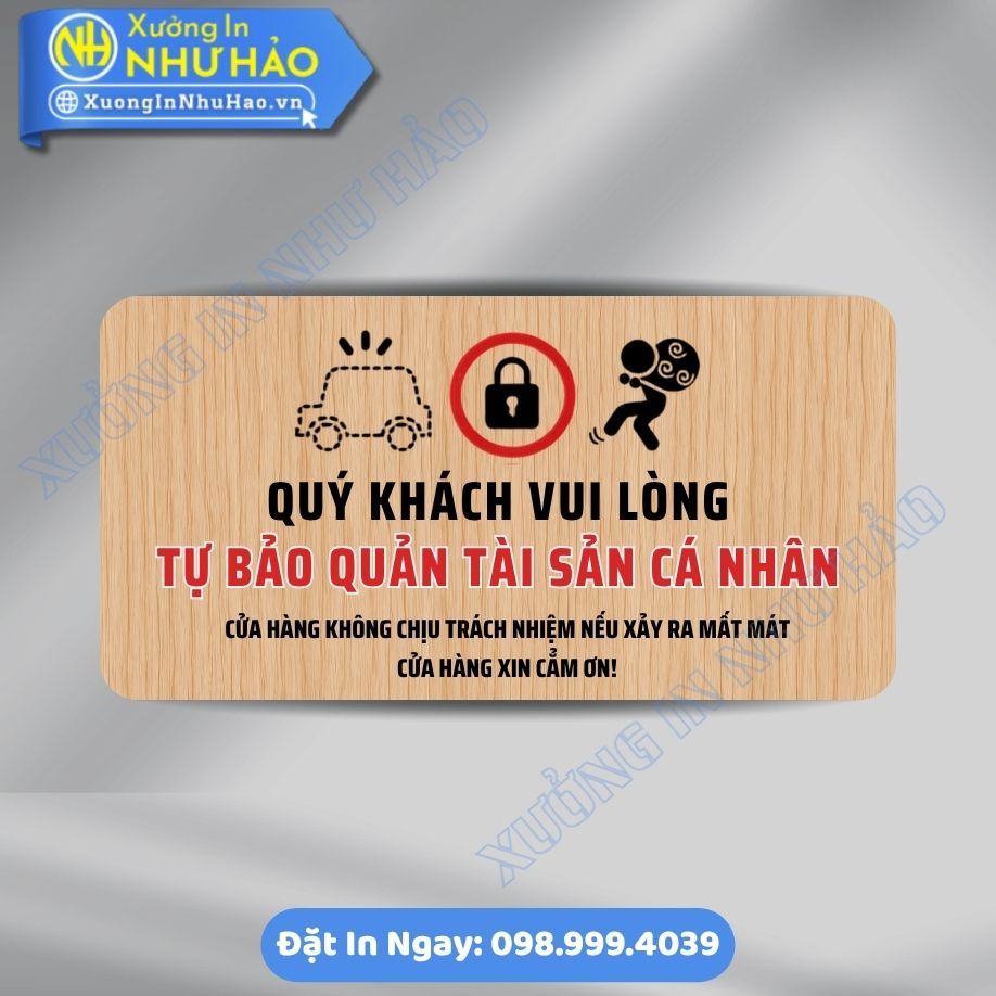 Bien Chu Y Vui Long Tu Bao Quan Tai San Ca Nhan 4 Biển Chú Ý Vui Lòng Tự Bảo Quản Tài Sản Cá Nhân Chất Liệu ALu & Mica Theo Yêu Cầu Giá Tốt