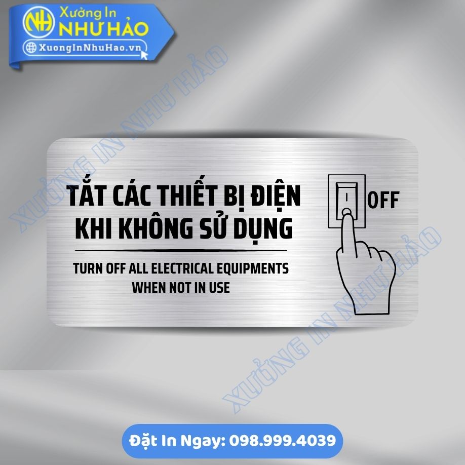 Bien Nhac Nho Tat Dien Khi Ra Ve 1 Biển Nhắc Nhở Tắt Điện Khi Ra Về Chất Liệu ALu Mica Cao Cấp Dành Cho Văn Phòng