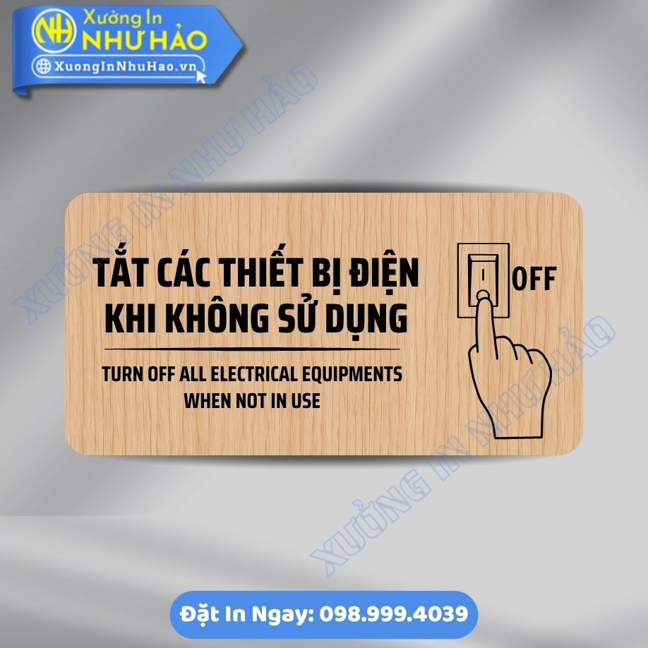 Bien Nhac Nho Tat Dien Khi Ra Ve 4 Biển Nhắc Nhở Tắt Điện Khi Ra Về Chất Liệu ALu Mica Cao Cấp Dành Cho Văn Phòng