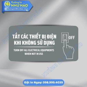 Biển Nhắc Nhở Tắt Điện Khi Ra Về Chất Liệu ALu Mica Cao Cấp Dành Cho Văn Phòng
