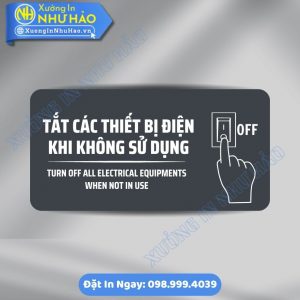 Biển Nhắc Nhở Tắt Điện Khi Ra Về Chất Liệu ALu Mica Cao Cấp Dành Cho Văn Phòng