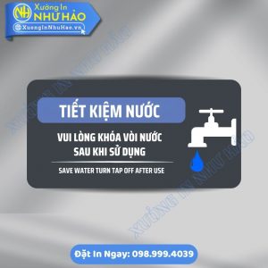 Biển Nhắc Nhở Tiết Kiệm Nước Chất Liệu ALu Mica Theo Yêu Cầu Cho Văn Phòng, Nhà Xưởng, Trường Học