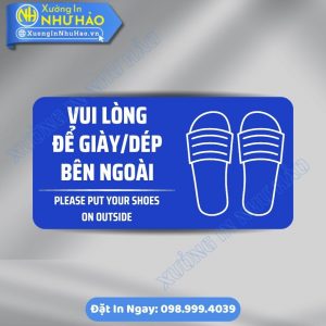 Biển Nhắc Nhở Vui Lòng Để Giày Dép Bên Ngoài ALu & Mica Theo Yêu Cầu, In UV Sắc Nét