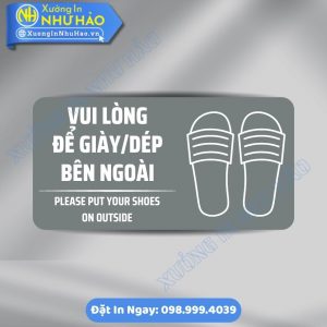 Biển Nhắc Nhở Vui Lòng Để Giày Dép Bên Ngoài ALu & Mica Theo Yêu Cầu, In UV Sắc Nét