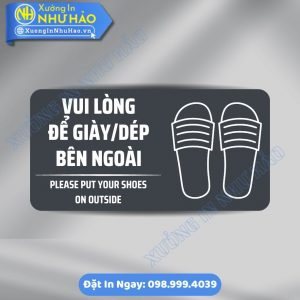 Biển Nhắc Nhở Vui Lòng Để Giày Dép Bên Ngoài ALu & Mica Theo Yêu Cầu, In UV Sắc Nét