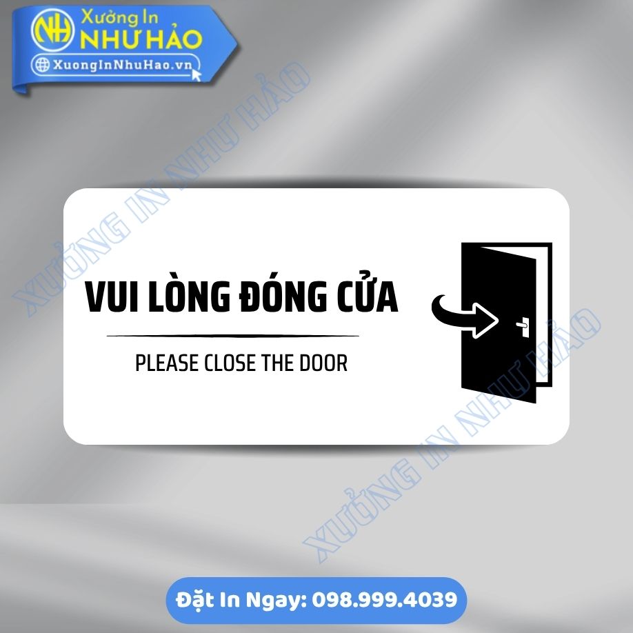 Bien Nhac Nho Vui Long Dong Cua 3 Biển Nhắc Nhở Vui Lòng Đóng Cửa ALu & Mica Theo Yêu Cầu, Thiết Kế Chuyên Nghiệp, Độ Bền Cao