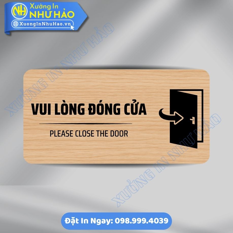Bien Nhac Nho Vui Long Dong Cua 4 Biển Nhắc Nhở Vui Lòng Đóng Cửa ALu & Mica Theo Yêu Cầu, Thiết Kế Chuyên Nghiệp, Độ Bền Cao