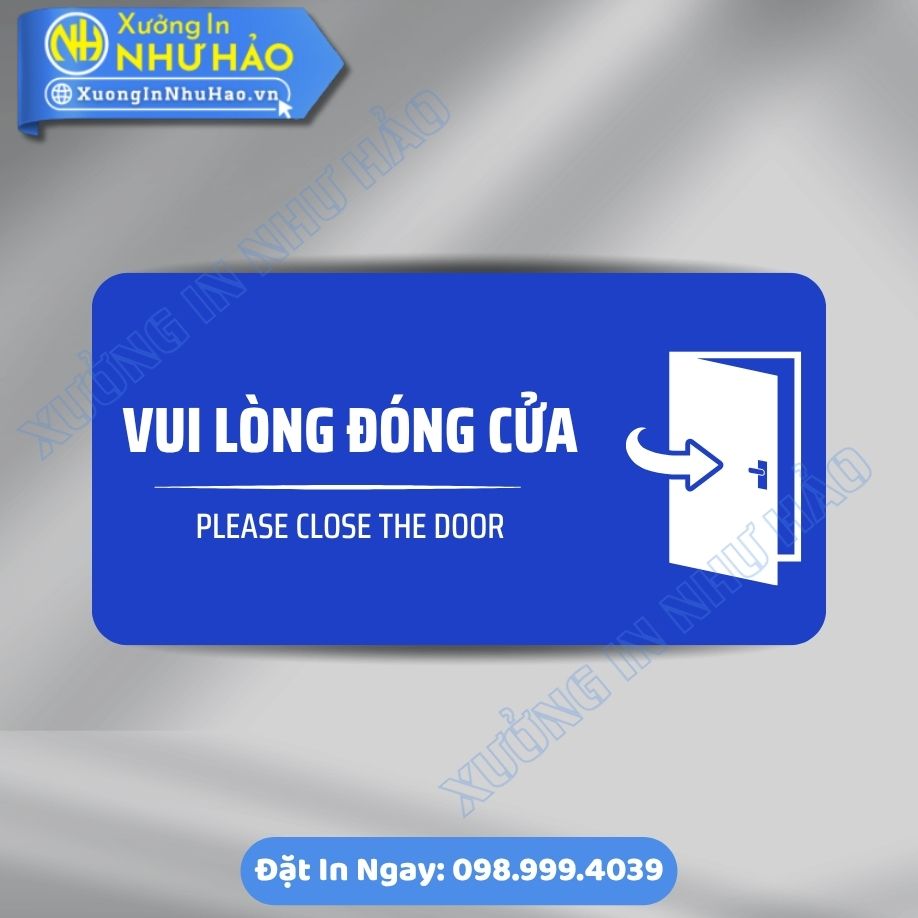 Bien Nhac Nho Vui Long Dong Cua 5 Biển Nhắc Nhở Vui Lòng Đóng Cửa ALu & Mica Theo Yêu Cầu, Thiết Kế Chuyên Nghiệp, Độ Bền Cao