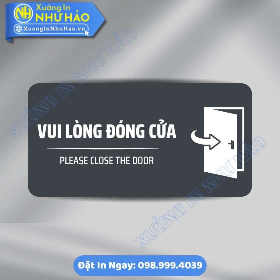 Bien Nhac Nho Vui Long Dong Cua 6 Biển Nhắc Nhở Vui Lòng Đóng Cửa ALu & Mica Theo Yêu Cầu, Thiết Kế Chuyên Nghiệp, Độ Bền Cao