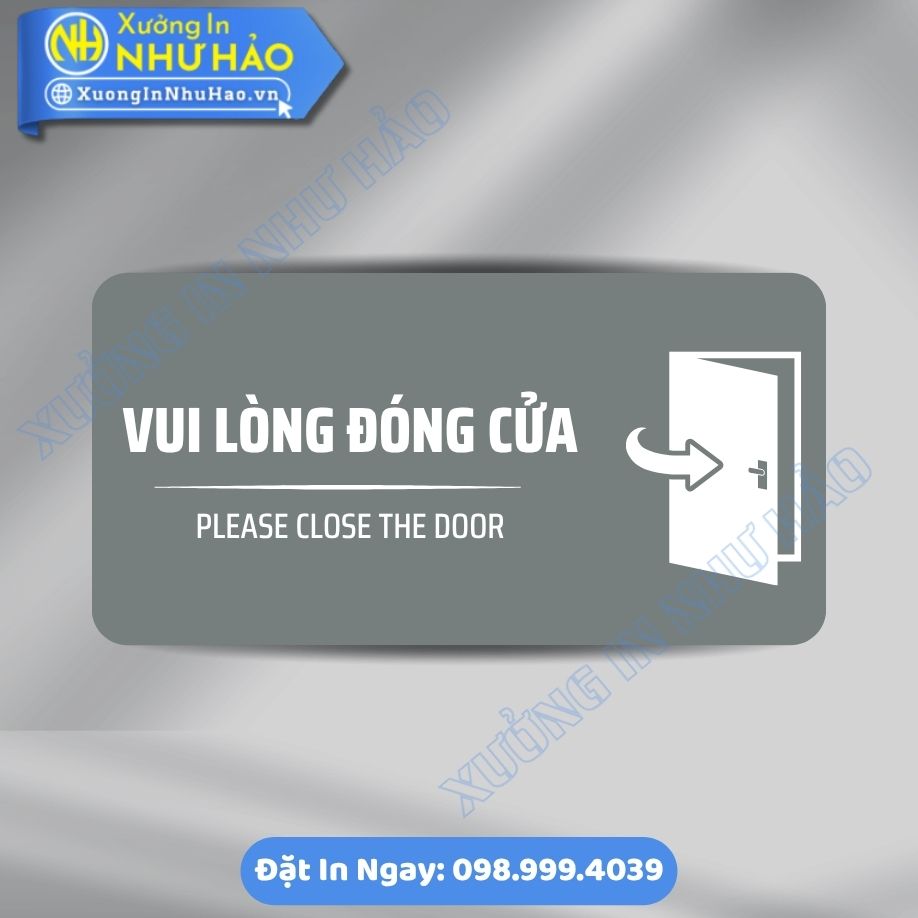 Bien Nhac Nho Vui Long Dong Cua 7 Biển Nhắc Nhở Vui Lòng Đóng Cửa ALu & Mica Theo Yêu Cầu, Thiết Kế Chuyên Nghiệp, Độ Bền Cao