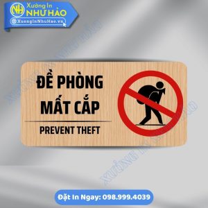 Biển Vui Lòng Đề Phòng Mất Cắp, Chất Liệu ALu Mica Treo Tường, Sản Xuất Theo Yêu Cầu