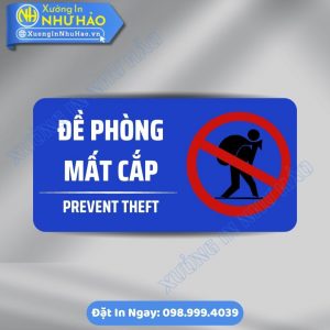 Biển Vui Lòng Đề Phòng Mất Cắp, Chất Liệu ALu Mica Treo Tường, Sản Xuất Theo Yêu Cầu
