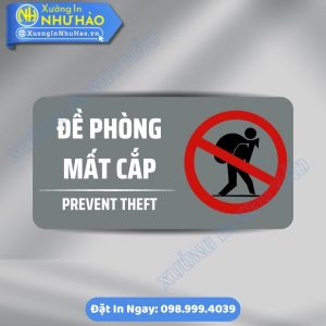 Biển Vui Lòng Đề Phòng Mất Cắp, Chất Liệu ALu Mica Treo Tường, Sản Xuất Theo Yêu Cầu