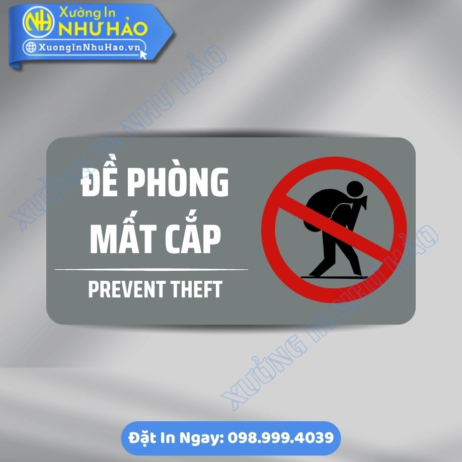 Bien Vui Long De Phong Mat Cap Cap 6 Biển Vui Lòng Đề Phòng Mất Cắp, Chất Liệu ALu Mica Treo Tường, Sản Xuất Theo Yêu Cầu