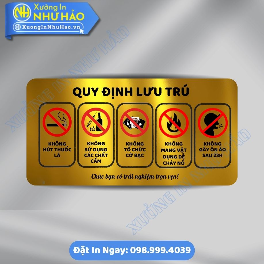 Dat Lam Bien Noi Quy Luu Tru 2 Đặt Làm Biển Nội Quy Lưu Trú Chất Liệu ALu hoặc Mica Theo Yêu Cầu Cho Nhà Trọ Và Chung Cư
