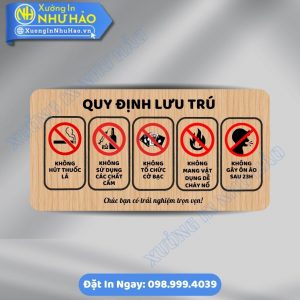 Đặt Làm Biển Nội Quy Lưu Trú Chất Liệu ALu hoặc Mica Theo Yêu Cầu Cho Nhà Trọ Và Chung Cư