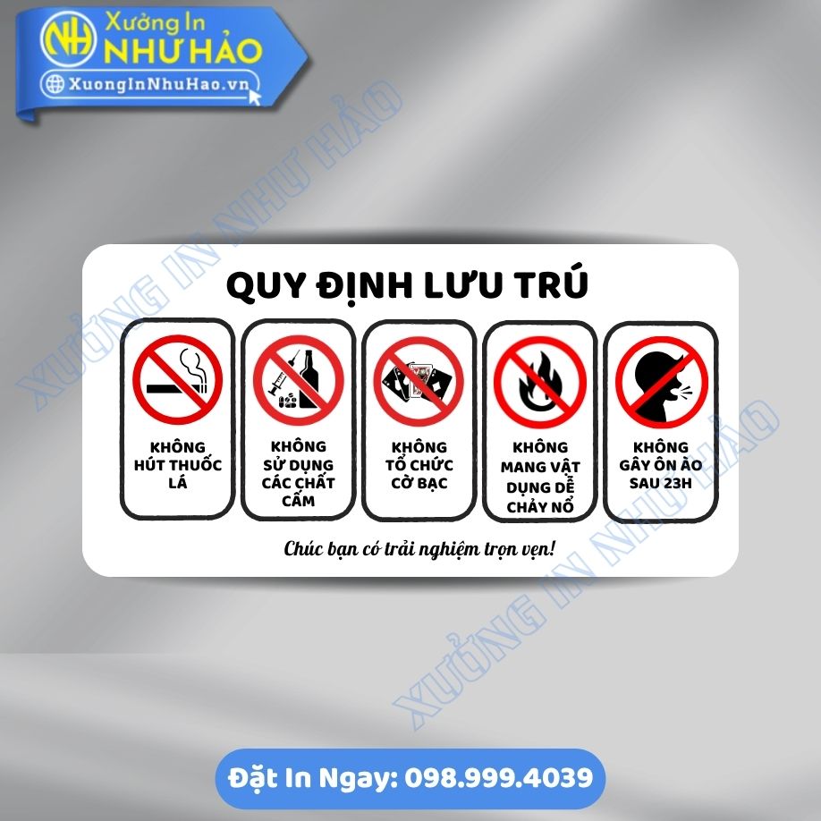Dat Lam Bien Noi Quy Luu Tru 4 Đặt Làm Biển Nội Quy Lưu Trú Chất Liệu ALu hoặc Mica Theo Yêu Cầu Cho Nhà Trọ Và Chung Cư