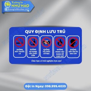 Đặt Làm Biển Nội Quy Lưu Trú Chất Liệu ALu hoặc Mica Theo Yêu Cầu Cho Nhà Trọ Và Chung Cư