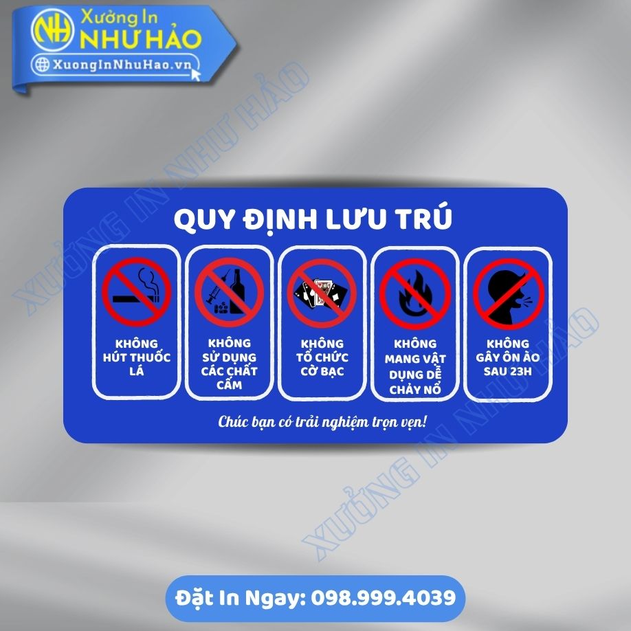 Dat Lam Bien Noi Quy Luu Tru 5 Đặt Làm Biển Nội Quy Lưu Trú Chất Liệu ALu hoặc Mica Theo Yêu Cầu Cho Nhà Trọ Và Chung Cư