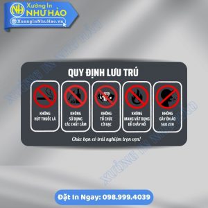 Đặt Làm Biển Nội Quy Lưu Trú Chất Liệu ALu hoặc Mica Theo Yêu Cầu Cho Nhà Trọ Và Chung Cư
