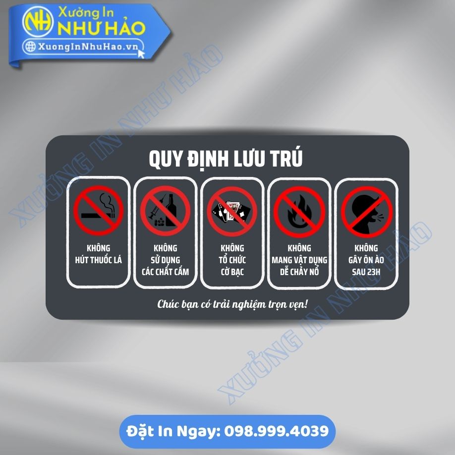 Dat Lam Bien Noi Quy Luu Tru 7 Đặt Làm Biển Nội Quy Lưu Trú Chất Liệu ALu hoặc Mica Theo Yêu Cầu Cho Nhà Trọ Và Chung Cư