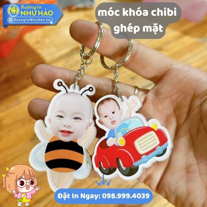 In moc khoa chibi ghep mat 2 In Móc Khóa Mica Chibi Ghép Mặt Bé, Ghép Mặt Theo Yêu Cầu, Quà Tặng Độc Đáo, In UV Chất Lượng Cao
