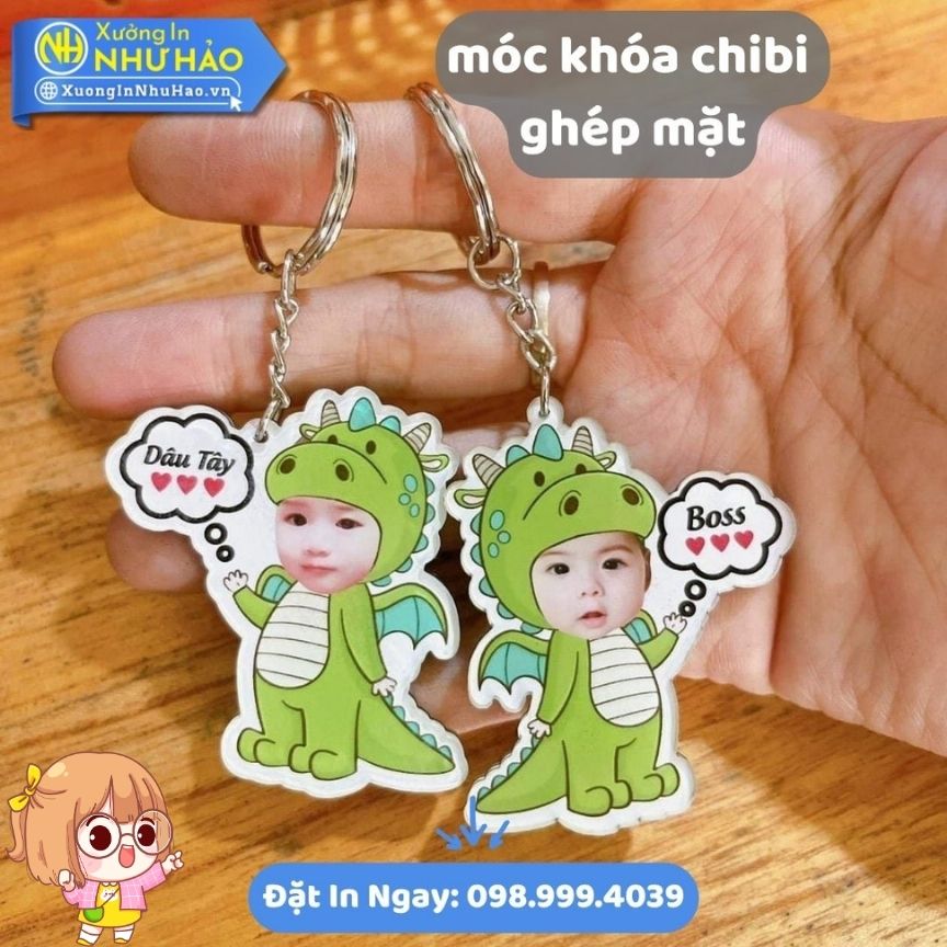In moc khoa chibi ghep mat 3 In Móc Khóa Mica Chibi Ghép Mặt Bé, Ghép Mặt Theo Yêu Cầu, Quà Tặng Độc Đáo, In UV Chất Lượng Cao