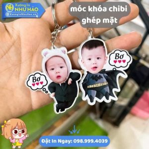 In Móc Khóa Mica Chibi Ghép Mặt Bé, Ghép Mặt Theo Yêu Cầu, Quà Tặng Độc Đáo, In UV Chất Lượng Cao