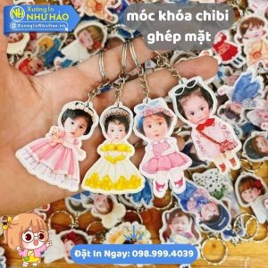 In Móc Khóa Mica Chibi Ghép Mặt Bé, Ghép Mặt Theo Yêu Cầu, Quà Tặng Độc Đáo, In UV Chất Lượng Cao