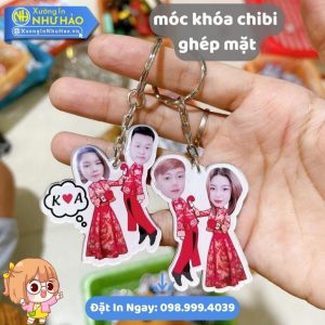 In Móc Khóa Mica Chibi Ghép Mặt Bé, Ghép Mặt Theo Yêu Cầu, Quà Tặng Độc Đáo, In UV Chất Lượng Cao
