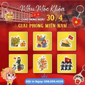 In Móc Khóa Mica 30/4 - 1/5 Theo Yêu Cầu, Thiết Kế Đẹp, In UV Sắc Nét, Giá Rẻ Tại Xưởng