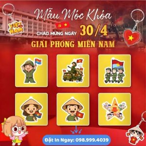 In Móc Khóa Mica 30/4 - 1/5 Theo Yêu Cầu, Thiết Kế Đẹp, In UV Sắc Nét, Giá Rẻ Tại Xưởng