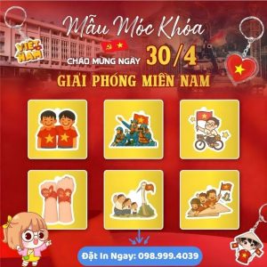 In Móc Khóa Mica 30/4 - 1/5 Theo Yêu Cầu, Thiết Kế Đẹp, In UV Sắc Nét, Giá Rẻ Tại Xưởng