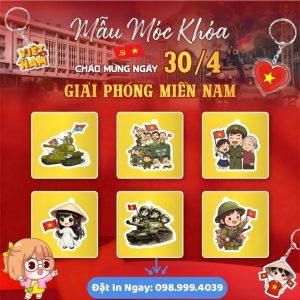 In Móc Khóa Mica 30/4 - 1/5 Theo Yêu Cầu, Thiết Kế Đẹp, In UV Sắc Nét, Giá Rẻ Tại Xưởng