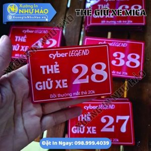 Thẻ Giữ Xe Bãi Xe Bằng Mica Theo Yêu Cầu – In Logo, Đánh Số Thứ Tự, Giao Hàng Toàn Quốc