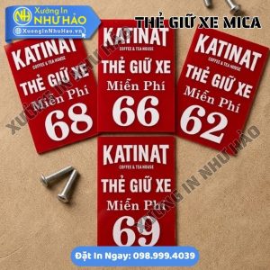 Thẻ Giữ Xe Nhà Hàng Bằng Mica – In Logo Thương Hiệu, Chống Nước, Độ Bền Cao