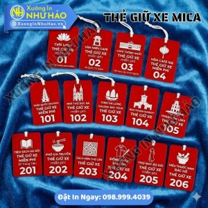 Thẻ Giữ Xe Nhà Hàng Bằng Mica – In Logo Thương Hiệu, Chống Nước, Độ Bền Cao