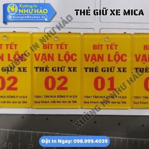 Thẻ Giữ Xe Nhà Hàng Bằng Mica – In Logo Thương Hiệu, Chống Nước, Độ Bền Cao