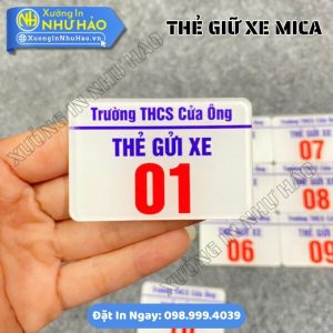 Thẻ Giữ Xe Trường Học Bằng Mica – Chắc Chắn, Bền Đẹp, Giá Xưởng Tận Gốc
