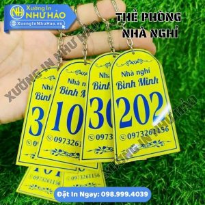 Thẻ Số Phòng Nhà Nghỉ Mica - In Kỹ Thuật Số Sắc Nét, Bền Màu, Gia Công Theo Kích Thước Yêu Cầu